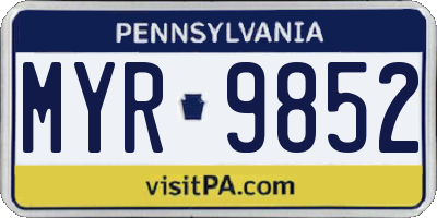 PA license plate MYR9852