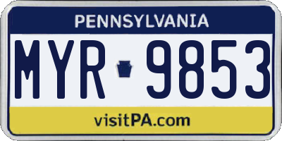 PA license plate MYR9853