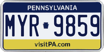 PA license plate MYR9859