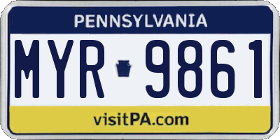 PA license plate MYR9861