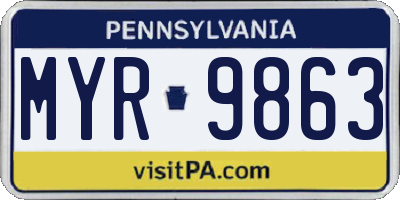 PA license plate MYR9863