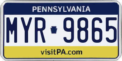 PA license plate MYR9865
