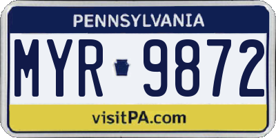 PA license plate MYR9872