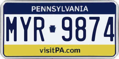PA license plate MYR9874