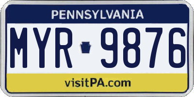 PA license plate MYR9876