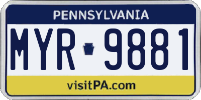 PA license plate MYR9881