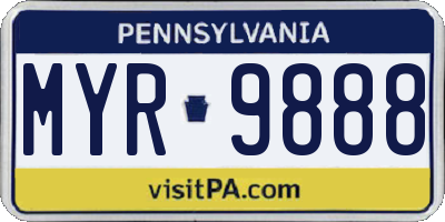 PA license plate MYR9888