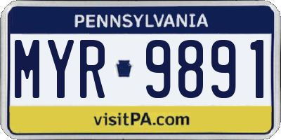 PA license plate MYR9891