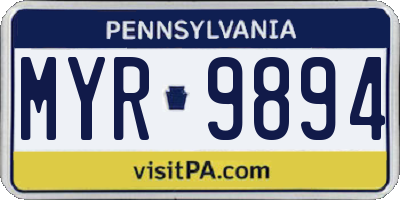 PA license plate MYR9894