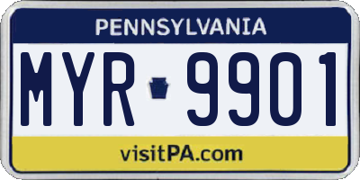 PA license plate MYR9901