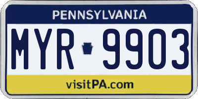 PA license plate MYR9903