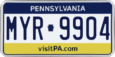 PA license plate MYR9904