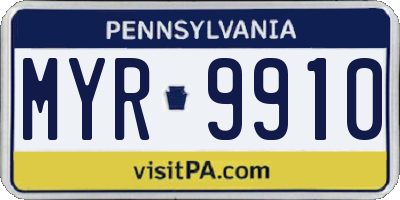 PA license plate MYR9910