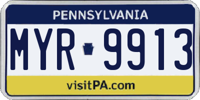 PA license plate MYR9913
