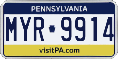 PA license plate MYR9914