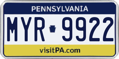 PA license plate MYR9922