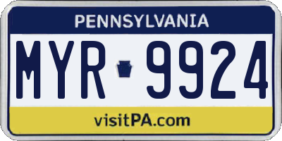 PA license plate MYR9924