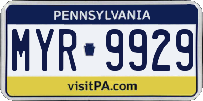 PA license plate MYR9929