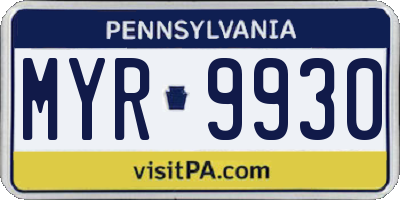PA license plate MYR9930