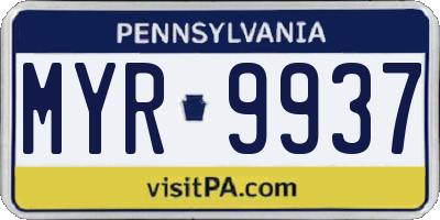 PA license plate MYR9937