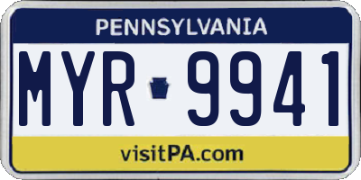 PA license plate MYR9941