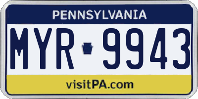 PA license plate MYR9943