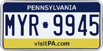 PA license plate MYR9945