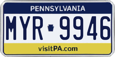 PA license plate MYR9946