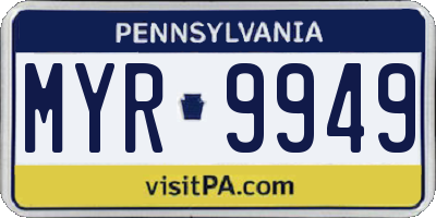 PA license plate MYR9949