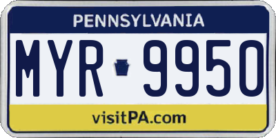 PA license plate MYR9950