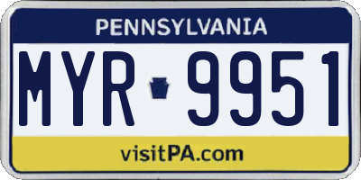 PA license plate MYR9951