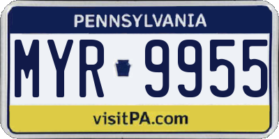 PA license plate MYR9955