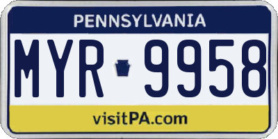 PA license plate MYR9958