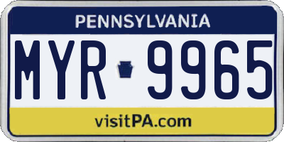 PA license plate MYR9965