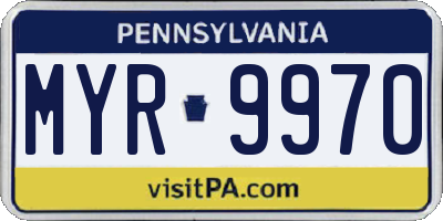 PA license plate MYR9970
