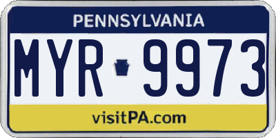 PA license plate MYR9973