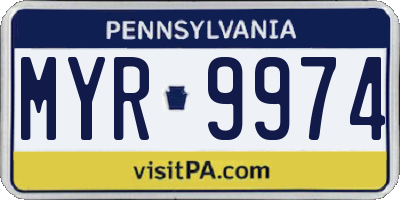 PA license plate MYR9974