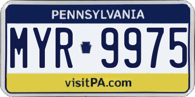 PA license plate MYR9975