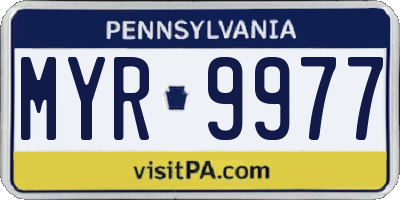 PA license plate MYR9977