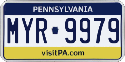 PA license plate MYR9979