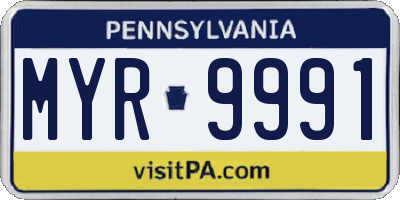 PA license plate MYR9991