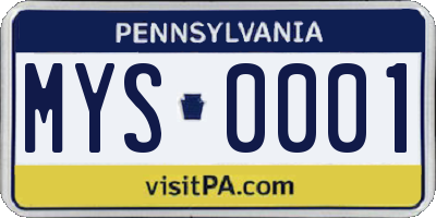 PA license plate MYS0001