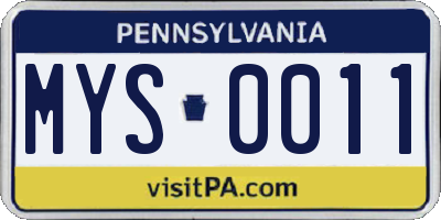 PA license plate MYS0011