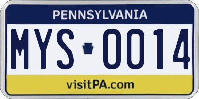 PA license plate MYS0014