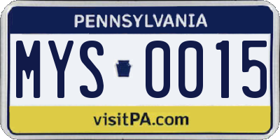 PA license plate MYS0015