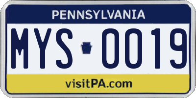 PA license plate MYS0019