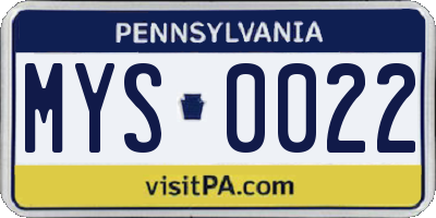 PA license plate MYS0022