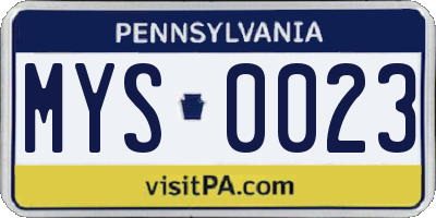PA license plate MYS0023