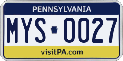 PA license plate MYS0027