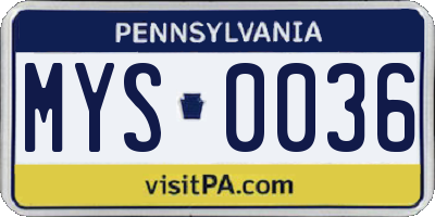 PA license plate MYS0036